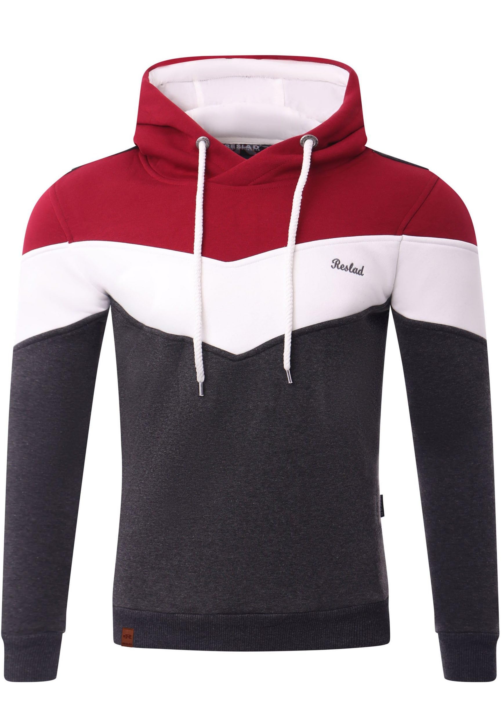 Reslad Kapuzenpullover Herren Sweatshirt | Hoodie Männer Pullover aus bequemer Baumwolle RS-1008 Bordeaux-Anthrazit S