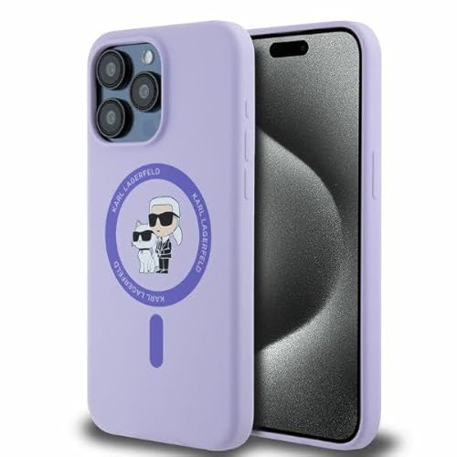 CG Mobile Karl Lagerfeld KLHMP15XSCMKCRHU Hülle für iPhone 15 Pro Max 6.7" lila hardcase Silicone Karl&Choupette Heads Ring