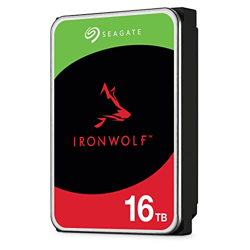 Seagate IronWolf 16 TB HDD, NAS Festplatte intern, 3.5 Zoll, 7200 U/Min, CMR, 256 MB Cache, SATA 6 GB/S, inkl. Datenrettungs-Service, ST16000VN001