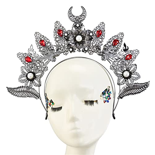 SANRLO Stirnbänder, Haarschmuck für Damen, barocke Krone, HaloCrown, Kopfschmuck, HaloCrown, Kopfbedeckung, Stirnband