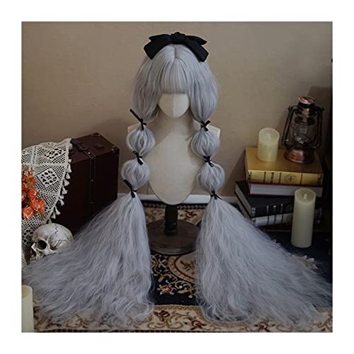 Perücken Super lange Kunsthaarperücke, 120 cm Maislockeperücke mit Pony, natürliche hitzebeständige Prinzessin Lolita Cosplay Perücke Party Kostüm Halloween Perücke Damenperücke (Color : 007)