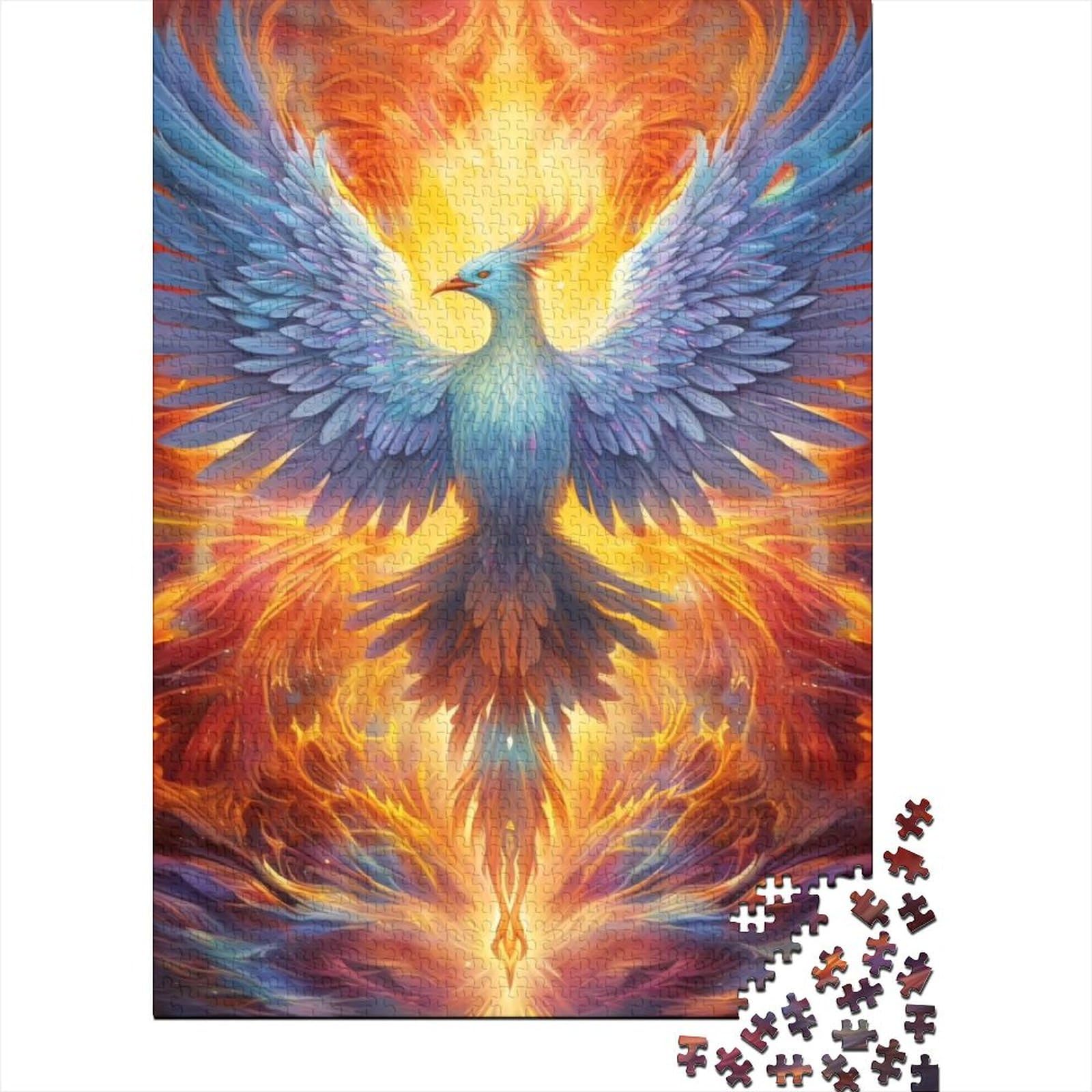 Feuer-Phönix-Puzzle aus Holz, Puzzle für Erwachsene und Jugendliche, 1000 Teile, Puzzle für Erwachsene, Puzzle zum Stressabbau, schwierige Herausforderung, 75 x 50 cm