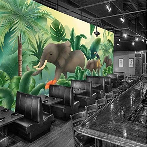 Tropische Pflanze Kokospalme Tier Elefant Landschaft 3D Tapeten Wanddekoration Fototapete Sofas Wohnzimmer Wandbild Schlafzimmer-300cm×210cm