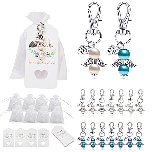 Avejjbaey 48 Stück/Set Engel-Schlüsselanhänger, Dankeschön, Kraft-Süßigkeitentüten für Babyparty, Hochzeit, Party, Dekoration, Schlüsselanhänger, Armband