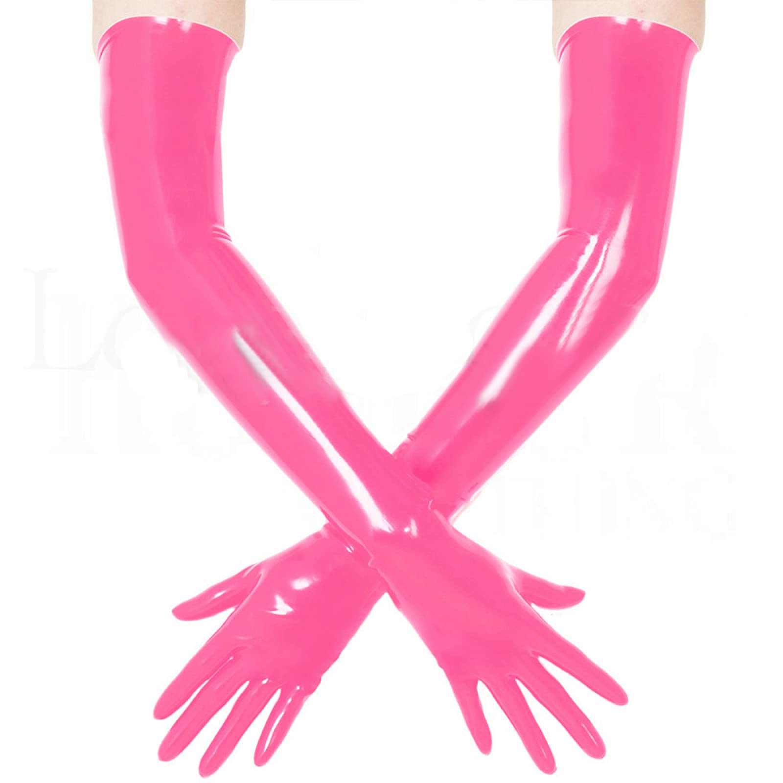 Latex-Handschuhe Geformte PINK Lange Handschuhe COSPLAY PINK LATEX-Handschuhe Größe M,M,Rosa