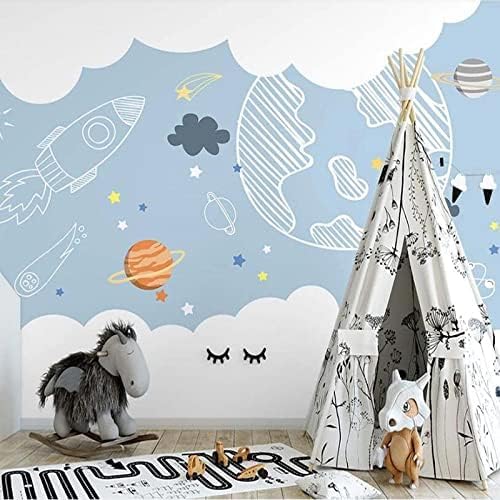 XLMING Handbemaltes Einfaches Cartoon Weltraumplanet Kinderzimmer 3D Tapete Home Dekoration Wohnzimmer Sofa Schlafzimmer Tv Hintergrund Wand-400cm×280cm