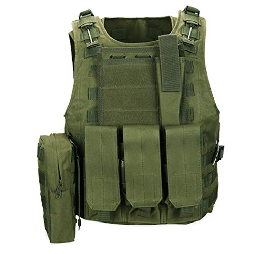 QHIU Taktische Weste Camo Molle Schutz Combat Military Weste für Softair Paintball CS SWAT Wargame Jagd Outdoor Sport