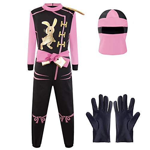 Katara 1771 - Ninja Kostüm Anzug, Kinder, Verkleidung Fasching Karneval, Größe S, Pink Schwarz