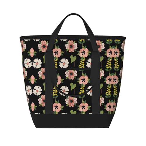 YQxwJL Tragetasche mit großem Fassungsvermögen, isolierte Lunchtasche, wiederverwendbare Einkaufstasche mit Reißverschluss, für Damen und Herren, Rosa