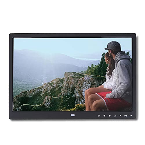 Digital Bildrahmen, 15 Zoll Hohe Auflösung Fotorahmen mit Foto/Musik/Video Player Multi Funktions, Ultra Slim Design mit Fernbedienung(Schwarz)