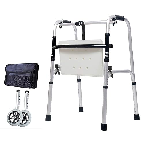 DOOKAA rollator rollatorenKlappbarer Gehhilfe aus Aluminium mit Rädern, leichtes Gehgestell für Senioren, höhenverstellbare Gehhilfen