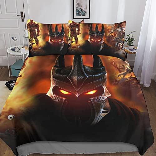 UKALOU Overlord 3-teiliges Bettwäscheset Aus Mikrofaser Mit Anime 3D-Print Für EIN Modernes Und Stilvolles Schlafzimmer Versteckter Reißverschluss Und Pillowcases Inklusive Double（200x200cm）