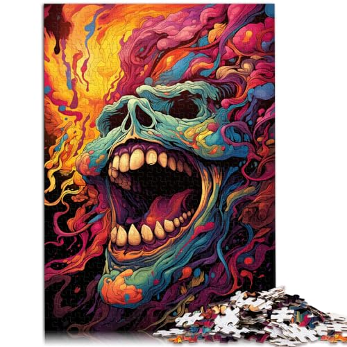 Puzzle-Geschenk, bunter Psychedelischer Totenkopf, 1000 Teile, für Erwachsene, schwieriges Puzzle, Holzpuzzle zum Stressabbau, schwierige Herausforderung, 1000 Teile (50 x 75 cm)