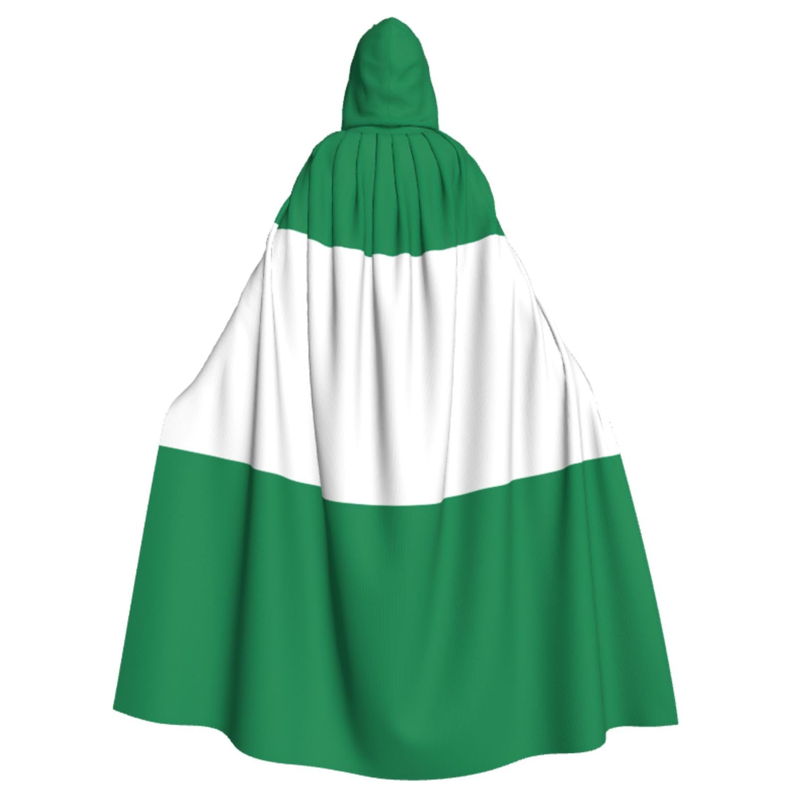 WURTON Kapuzenumhang mit Nigeria-Flagge, Aufdruck, Halloween-Umhang, festliche Bedürfnisse, Cosplay, Maskerade, Motto-Partys, 185 cm