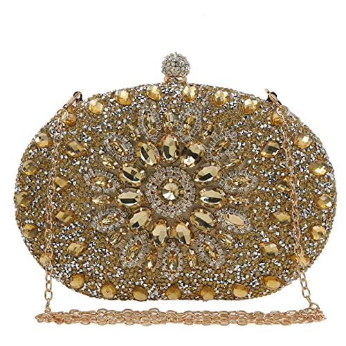 ohodhmnu Damen-Tragetasche, luxuriöse Abendtasche, Hochzeitstasche, Handytasche, Geldbörse, weibliche Geldbörse für Party, gold, Small