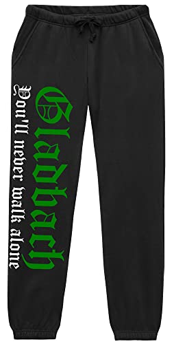 Gladbach Never Walk Alone Jogginghose | Gladbach Hose Herren Fussball Ultras Sport Freizeit | (XL)