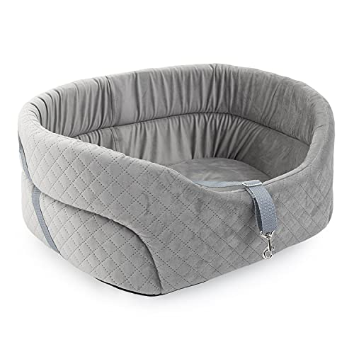 BOUTIQUE ZOO Hunde Autositz Universal Waschbar Abriebfest, Autositz Hund für Vordersitz, Beifahrersitz, Rückbank, Hundebett Hundetasche, L: 56 cm x 48 cm, Grau - Wildlederimitat - Velvet