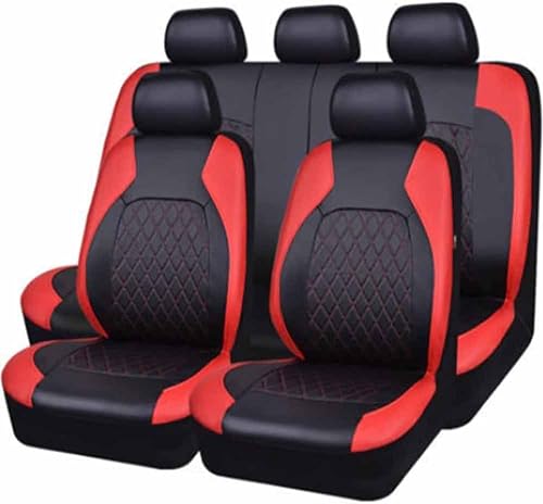 Kadue Auto Leder Sitzbezüge für T-oyota C-HR CHR Hybrid 2020-2023, Wasserdicht Autositzbezüge Schonbezüge Sitzschoner Sitzbezug Set Innenraum Zubehör,C/9pcs Set Red