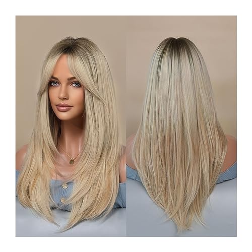 Perücken Natürliche synthetische Hai-Perücke for Cosplay, hitzebeständige blonde Perücke for Frauen, lange gewellte lavendelfarbene Perücke mit Pony Damenperücke(Color:MW9039-803)