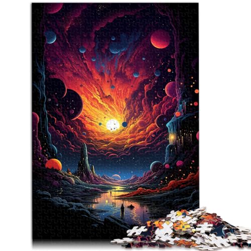 Spielzeug-Puzzle, Malerei, farbenfrohe Planetenwelt, 1000-teiliges Puzzle für Erwachsene, Holzpuzzle, dekomprimierendes geistiges Lernspielzeug, 1000 Teile (50 x 75 cm)