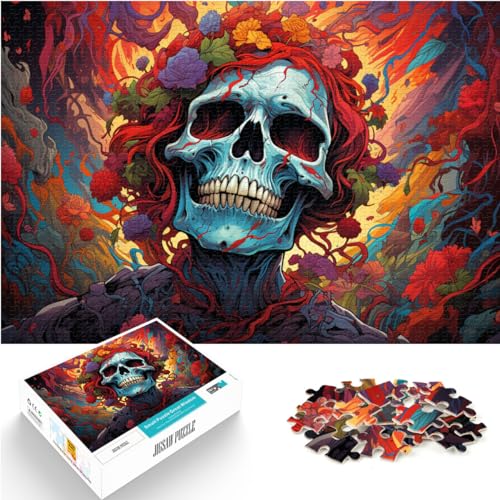 Puzzle-Geschenk, bunter Totenkopf, 1000 Teile, Puzzle für Erwachsene, Holzpuzzle, Spielzeug, Puzzle, Lernspiele, Stressabbau-Puzzle, 1000 Teile (50 x 75 cm)