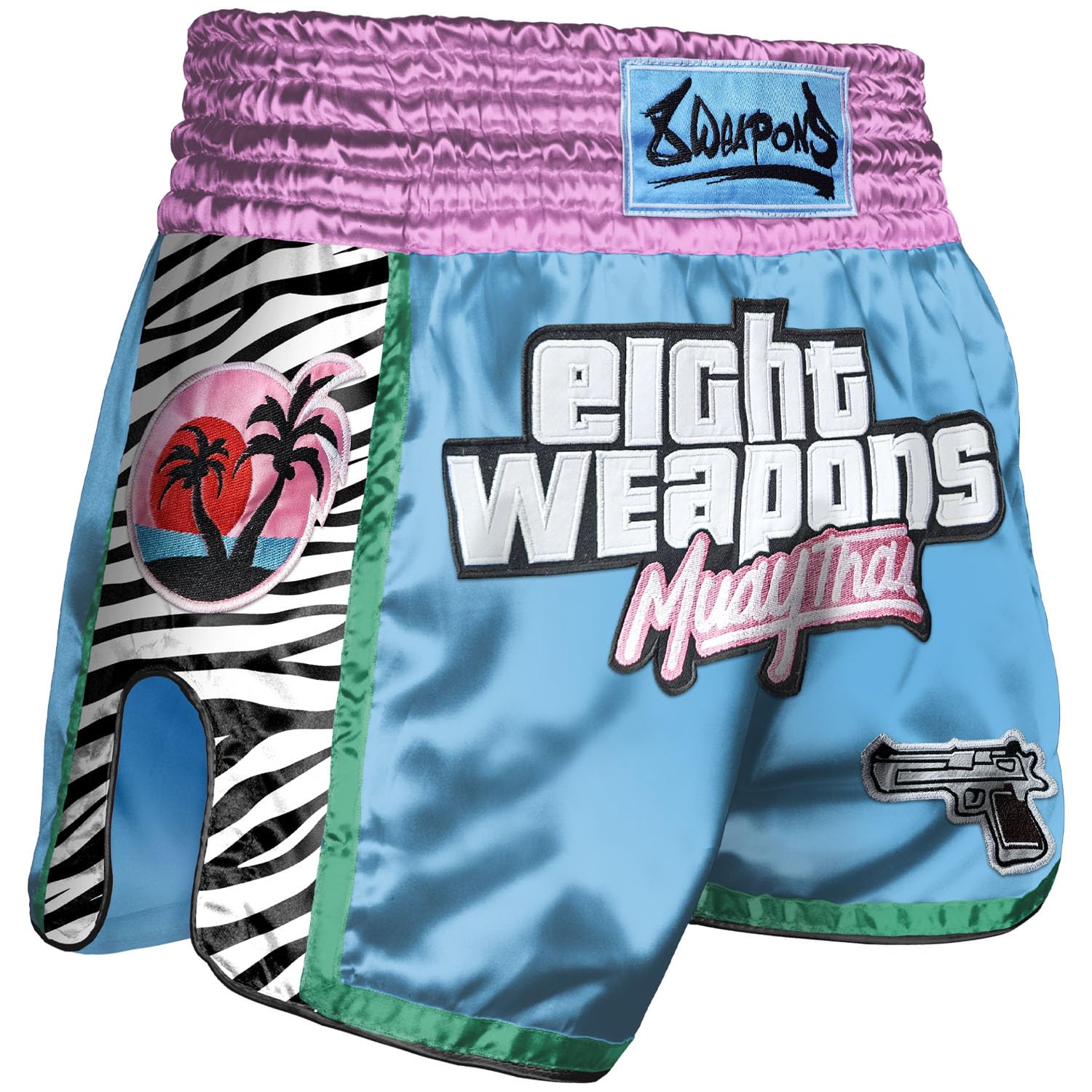 8 Weapons Muay Thai Shorts, Miami Thai, blau (XXL)