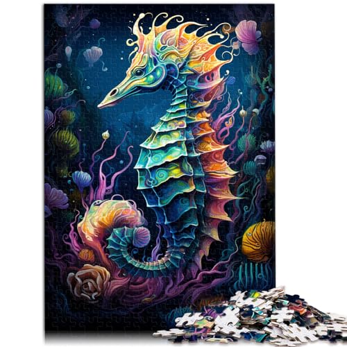 Puzzle „Buntes psychedelisches Seepferdchen“, 1000 große Teile, Puzzle für Erwachsene. Das Holzpuzzle ganze Familie 1000-teilige (50 x 75 cm)