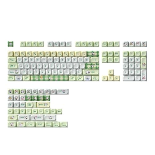 Osdhezcn Green Pandas Mechanische Tastaturen Tastenkappen 140 Stück MOTProfile Dye Sublimations Tastenabdeckung Für 64 84 96 Tastenkappen Set