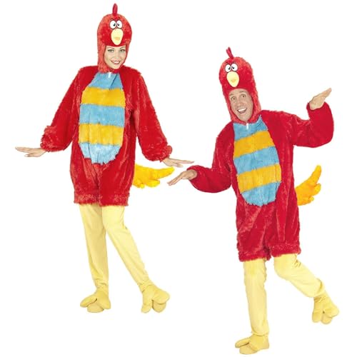 "RED BIRD IN SOFT PLUSH" (hooded jumpsuit with mask) - (M/L - h 175 cm)