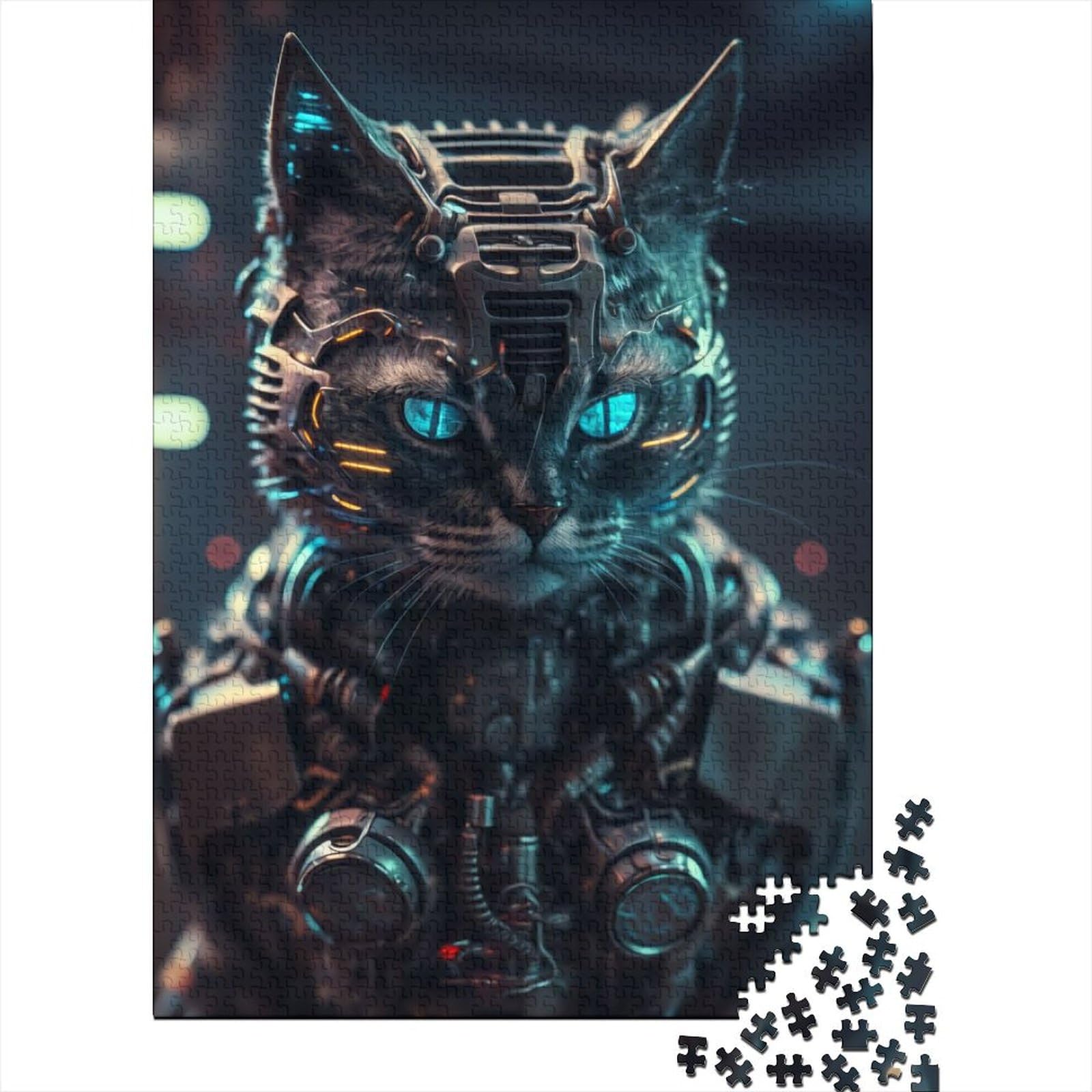 Shadowpounce Cat Bot Holzpuzzle für Erwachsene Puzzle-Spielzeug 1000 Teile Puzzle für Erwachsene Puzzles Familienunterhaltungsspielzeug (Größe: 75 x 50 cm)