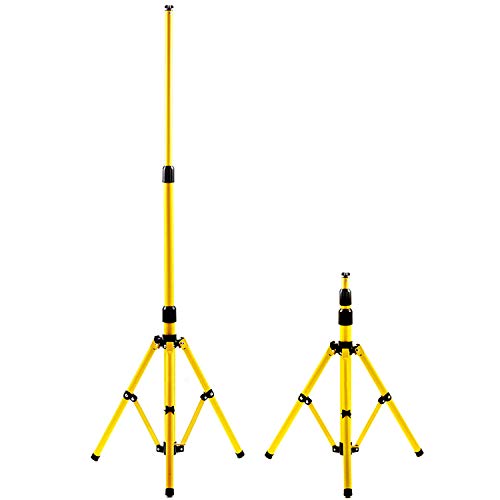 Lospitch Teleskop Stativ für Baustrahler, Höhenverstellbar Strahler Stativ, Flutlicht Stativ Gelb, Baustrahlerstativ Flutlicht Ständer für Strahler