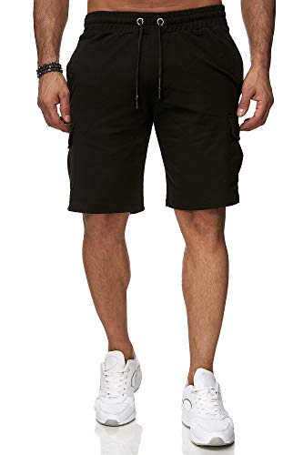 Reslad Kurze Hose Herren Cargo Bermuda Shorts Jogginghose Sport-Hose RS-5069 Schwarz 2XL