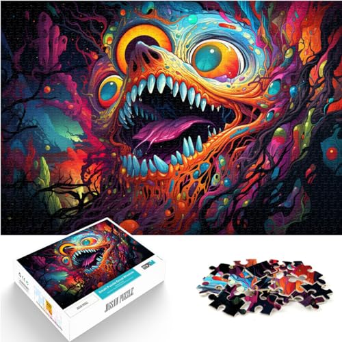 Puzzle Buntes Neonmonster, Puzzle für Erwachsene, 1000 Teile, Holzpuzzle, Spielzeug, Puzzle, Lernspiele, Stressabbau-Puzzle, 1000 Teile (50 x 75 cm)