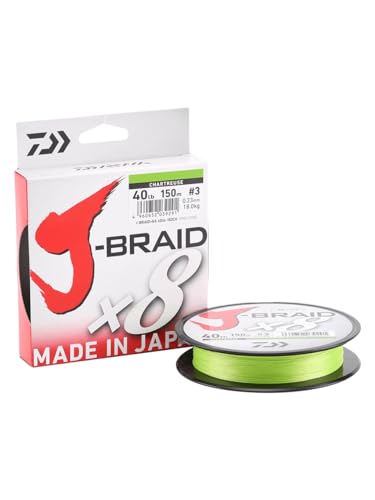 Daiwa J-Braid 8 Braid 0.10mm, 6,0kg/13,0lbs, 300m chartreuse, rund geflochtene Angelschnur