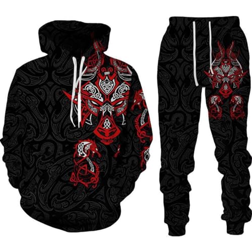 RIAAJ Männer Chinesischer Drache Hoodie 3D Gedruckt Lose Pullover Chinesischer Drache Sport Shirt Jogging Anzug Sport Set (F6,3XL)