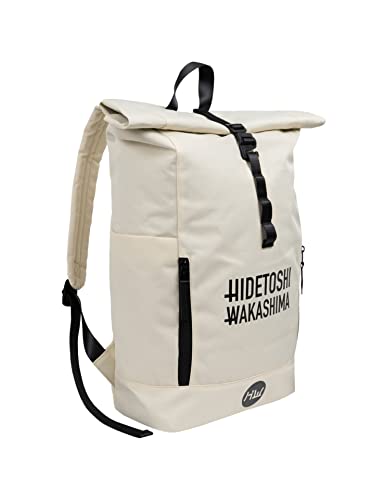 HIDETOSHI WAKASHIMA Rolltop Rucksack, Maße: 39 x 58,5 x 13 cm, mit verstellbaren, gepolsterten Schultergurten, höhenverstellbar von 44 cm bis 47 cm, flexibles Fassungsvermögen (beige)