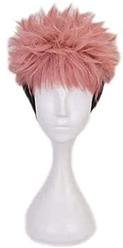 LINLINCD-Anime Coser Wig Anime Cosplay Perücke Jujutsu Kaisen Itadori Yuujin Kurzhaar Comic Weihnachten Karneval Halloween Party Alltag Männer und Frauen Mode Wig+Perücke Cap