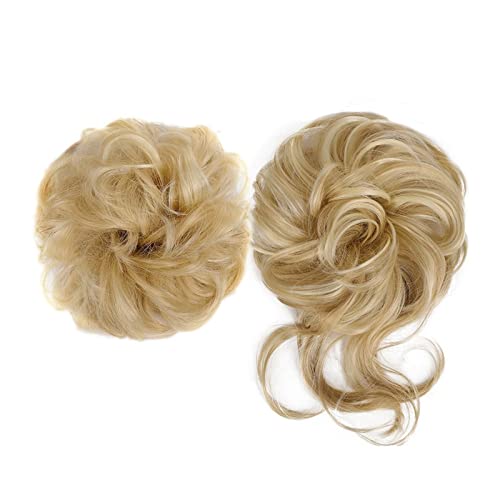 Haarknoten 2 Stück Haargummis, Verlängerung, lockiges, gewelltes Pferdeschwanz-Haarteil, synthetischer Chignon, unordentliches Haar, Dutt-Haarteil for Frauen mit elastischem Haar Haarschmuck Damen (C