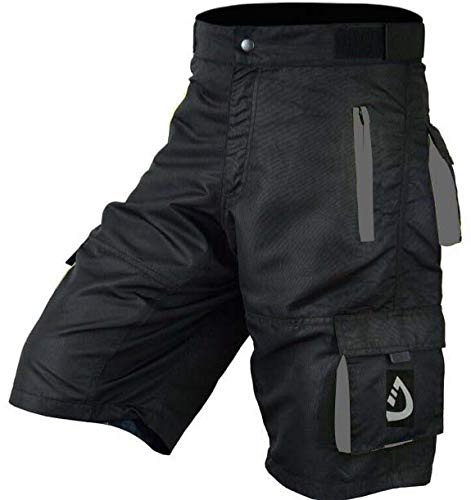 Herren Radhose MTB mit gratis Abnehmbarer gepolsterter Innenhose Rennrad Mountainbike Knickerbocker (XX-Groß, Schwarz-Grau (AR-1))