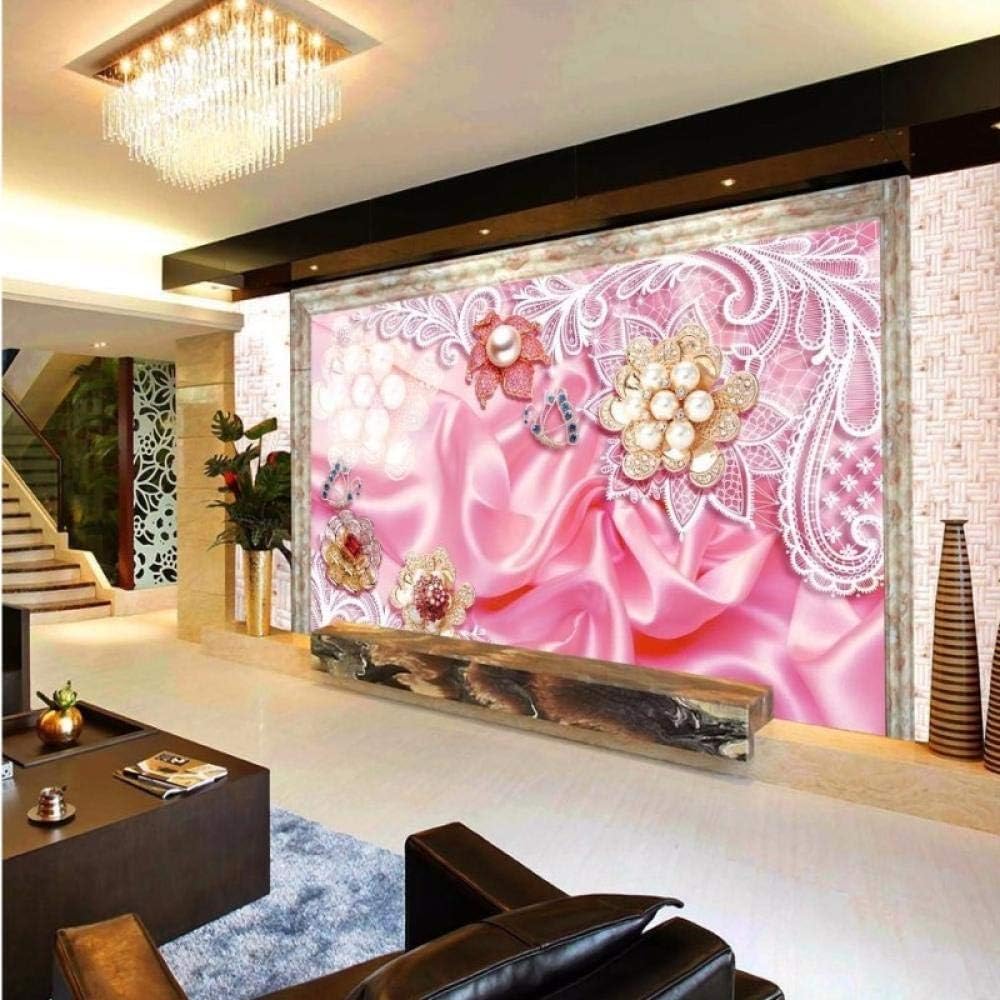 Rosa Seide Perlenblüte 3D Tapete Poster Restaurant Schlafzimmer Wohnzimmer Sofa TV Dekorative Wand-400cm×280cm