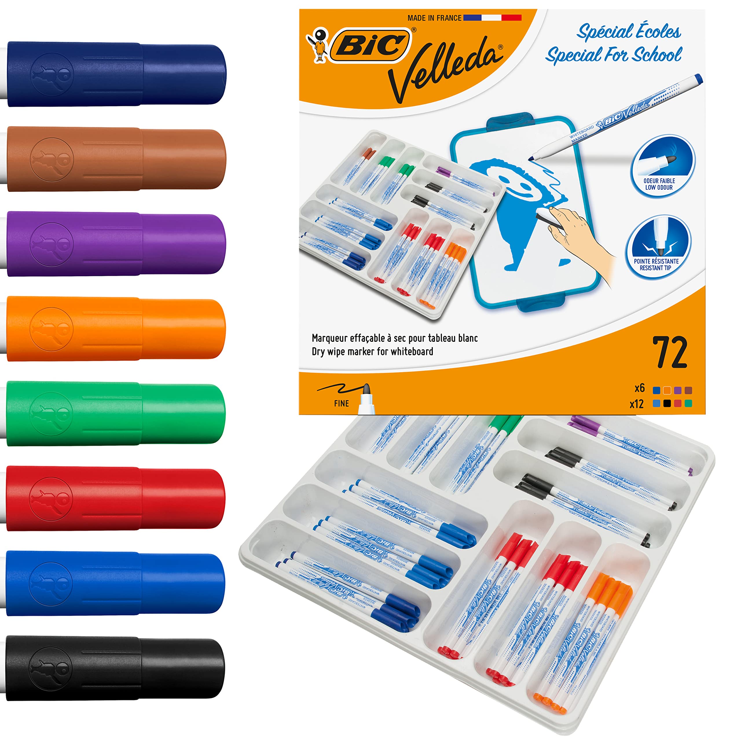 BIC Velleda 1721 Ketone Whiteboard-Marker (runde Spitze, 1,5 mm) Packung à 24 Stück farblich sortiert