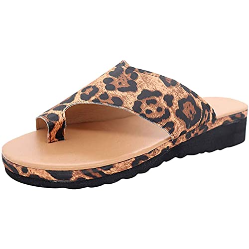 YIHANSS Flip-Flops Orthopädische Sandalen für Damen Bequeme Keilabsatzsandalen mit offener Spitze und Plateausohle Sommer-Strandschuhe Flip-Flops Slipper mit Fußgewölbeunterstützung, Gold, 36 (Farbe: