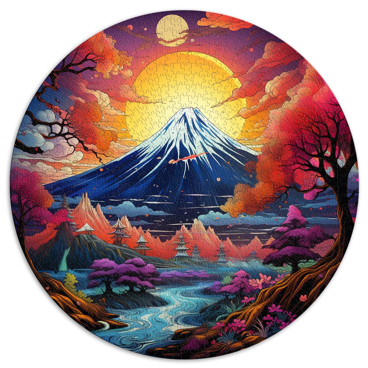 Puzzle für Japan-Reisen, Mount Fuji, 1000 Puzzles für Erwachsene, 1000 Teile, 26,5 x 26,5 Zoll, Lernspiele, anspruchsvolle Spielpuzzles