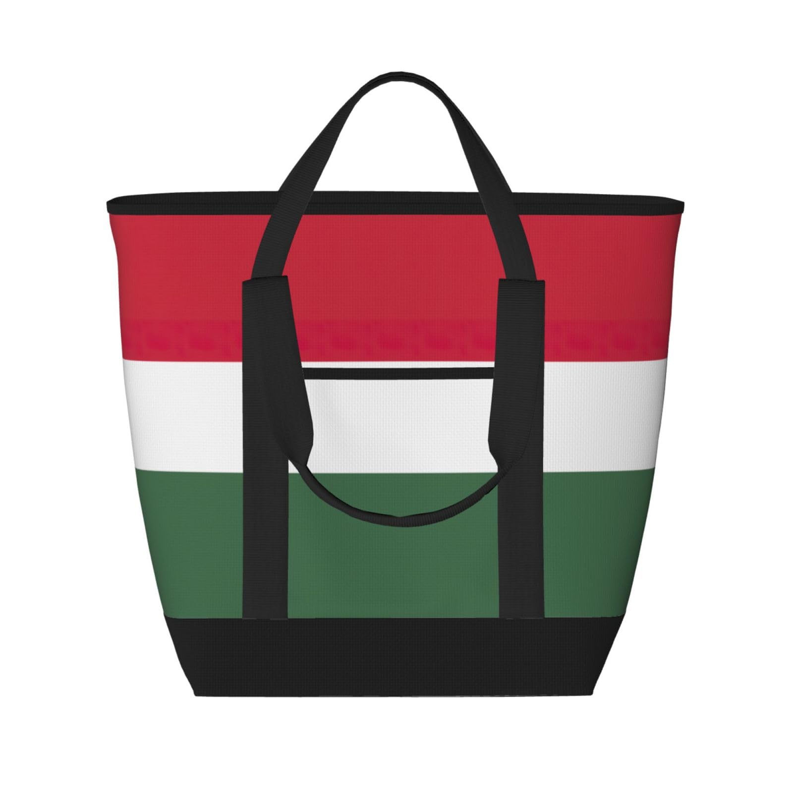 YQxwJL Isolierte Kühltasche mit Ungarn-Flagge, großes Fassungsvermögen, Einkaufstasche, Reisetasche, Strand, wiederverwendbare Einkaufstasche für Erwachsene, Schwarz, Einheitsgröße