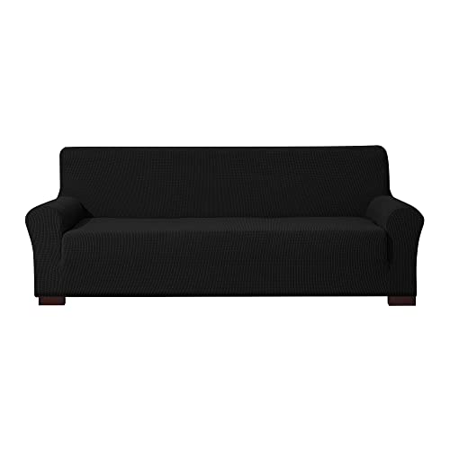 EBETA E Elastisch Sofa Überwürfe Sofabezug, Stretch Sofahusse Sofa Abdeckung Hussen für Sofa, Couch, Sessel 3 Sitzer (Schwarz, 185-235 cm)