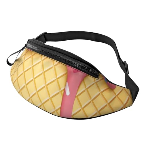 HSJFS Modische Hüfttasche mit Eis- und Waffelmuster, verstellbare Hüfttasche, lässige Brusttasche, Eiscreme- und Waffelmuster, Einheitsgröße