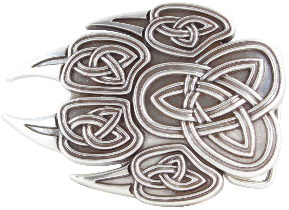 BELTINGER Gürtelschnalle Celtic Claw 4,0 cm | Buckle Wechselschließe Gürtelschließe 40mm Massiv | LARP- und Mittelalter-Outfit | Silber