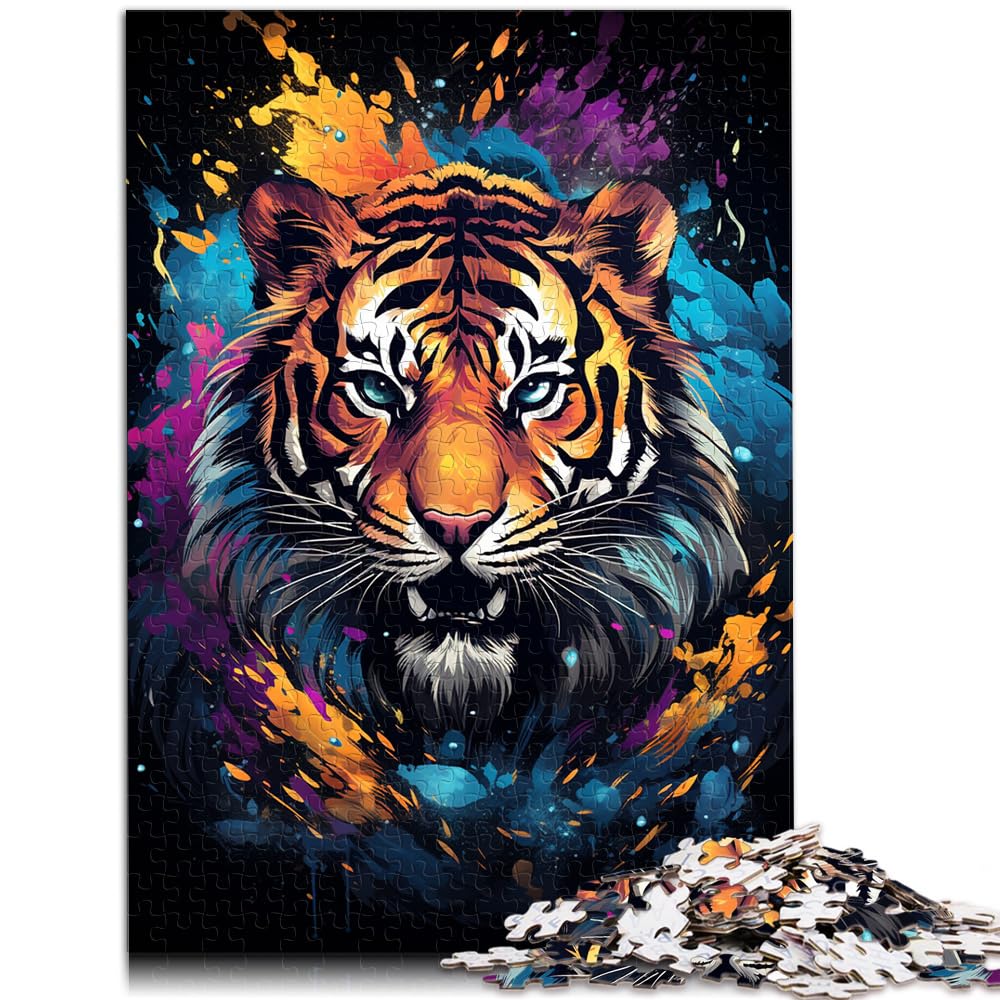 Puzzle, farbenfrohes psychedelisches Tiger-Puzzle für Erwachsene, 1000 Teile, Holzpuzzle als Geschenk für die ganze Familie, 1000 Teile (50 x 75 cm)