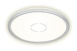 Briloner Leuchten LED Deckenleuchte, Deckenlampe mit Hintergrundbeleuchtungseffekt, 18 W, 2.400 Lumen, 4.000 Kelvin, Rund, Weiß-Silber, Ø 29,3cm