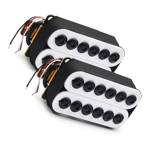 Humbucker-Tonabnehmer Für E-Gitarre, Verstellbare Metall-Doppelspulen-Gitarre, Punk Mit 4-Leiter-Kabel-/Spulenaufteilung e gitarren tonabnehmer (Color : White N and B)